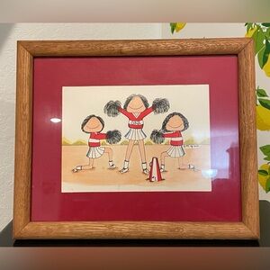 Framed Original Cowboy Chuck Co. “Cheerleaders" By Anita. Vintage 1980.